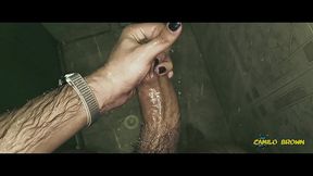 playing with my big uncut cock in the shower until i cum really close to the cam i d love you to lick it clean after ?