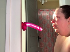 I received a request to deeptroat my pink dildo and count