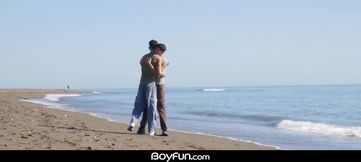 Twink Latino femboy sucks big dick raw while kissing boyfriends