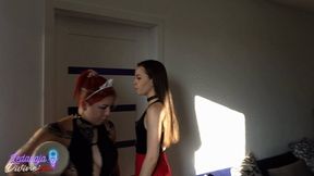 Maid fetish - double domination, boy and two girls [1080]