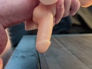 Teasing cock with tight Fleshlight and lots of cum all over my desk 💦💦