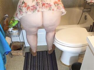 Large wet booty aged white woman flashing her large big beautiful woman booty in hot underware on camera - point of view - biggest ssbbw butt
