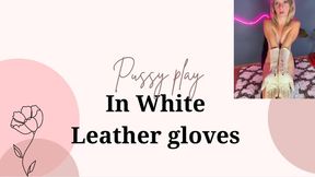 new long white leather gloves