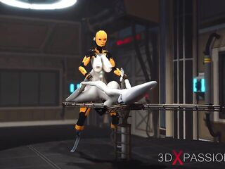 3DXPASSION - Transsexual sex cyborg screws hard an alien in the underground and secret US military base