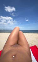 Up Her Skirt's Beach Bliss: Flashing Ebony Pussy at Nude Beach