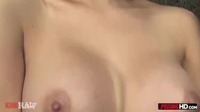 Nerdy gamer girl pees during blowjob