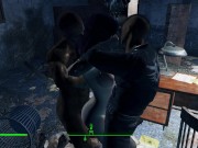 Tough with a beauty in a red dress from bandits. Fallout – Threesome