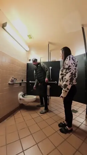 Caught Public Restroom and Sloppy Seconds with Wife