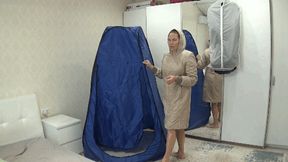 Playing with zippers on my coat and tent