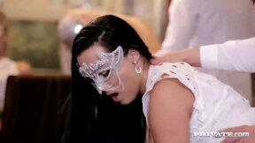 Hot girls with masks fucked in the ass in anonymous glamour orgy