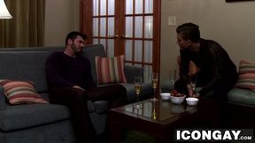 Ian climbs up on top of his boyfriend sucks Wolfs long dick