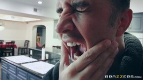 Horny big breasts houswife Skyla Novea punished in the kitchen