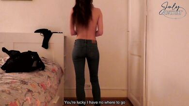 Petite French Friend Bed Share Begs Creampie Destruction