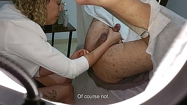 Patient goes for a prostate exam, but ends up with a strapon stuck in his ass