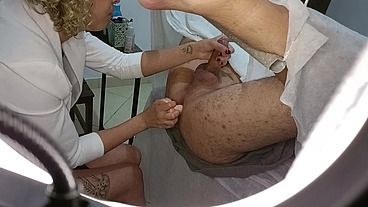 Patient goes for a prostate exam, but ends up with a strapon stuck in his ass