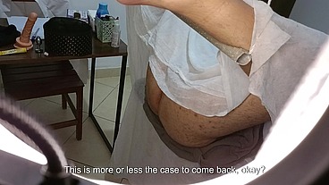 Patient goes for a prostate exam, but ends up with a strapon stuck in his ass