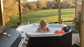 Inflatable fun in hot tub!