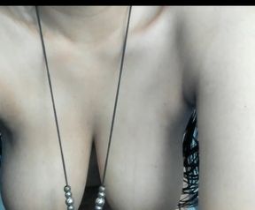 Sexy stripping with moaning and spitting