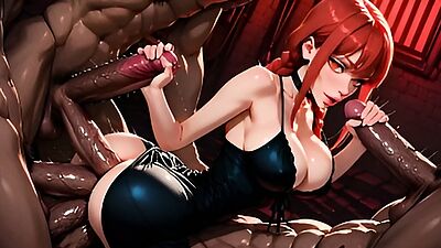 6on1 Triple Penetration Hard Anal Gangbang Makima from Chainsaw Man Anime - AI Generation Anal
