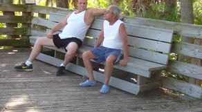 Mature Gay Couple Has Interracial Bareback Sex Outdoors