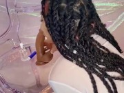 Latina amature rides dildo and gives fantasy deepthroat blowjob