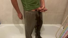 Boy pees in his pajamas