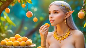 Beautiful Big Breasted Nude Elf Girl with Apricot