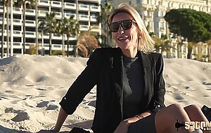 Anouk, a sultry blonde, impales herself on a cock