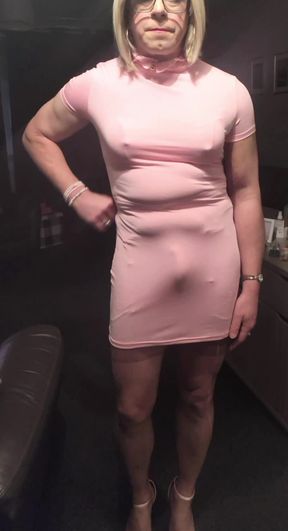 Holly's got a hard-on in her pink dress