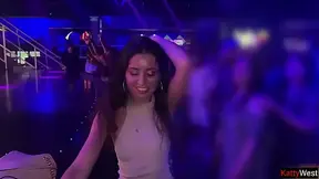 Hot cutie gets railed in all holes at the nightclub toilet