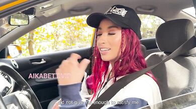 Bystanders catch latina redhead squirming under vibrator in public car
