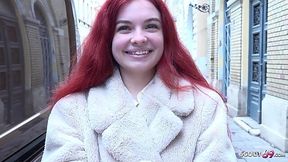 Rough German Casting with Cute Young Redhead and Big Facial