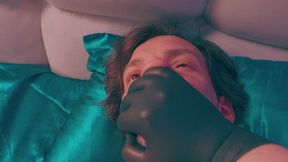 gloved handjob hand over mouth - dominant milf medical gloves edge & humiliate skinny guy pov