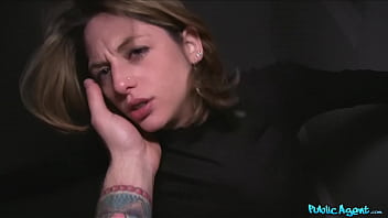 Czech babe in glasses gets public agent creampie on staircase