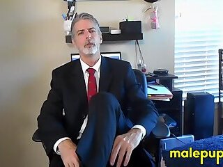 Richard Lennox asks you to lick his feet before unzipping your pants for a foot job