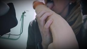 Sucks dildo after vaginal penetration
