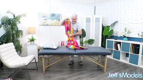 Granny Lynn Gags Masseur, Banged While Pleasuring Her Honeypot