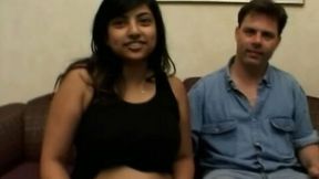 Beutiful pregnant girl with big tits fucked hard on the sofa