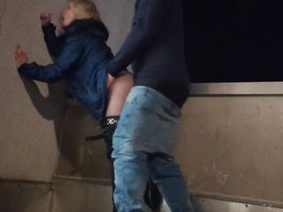 Public quickie in the hockey stadium! Fan screw during the game after the 2nd break!