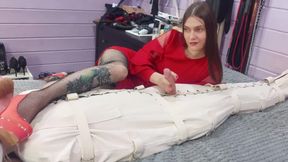 Cruel edging and hard postcum torment for helpless bounded slave
