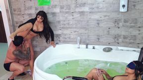 Cheating husband! He's having sex with his stepdaughter while his wife relaxes next to them!