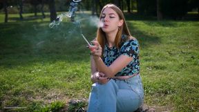 Seductive Russian Beauty Smoking Cigarette Studio Vibes