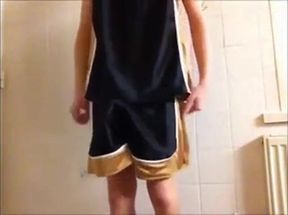 Twink Cums on Gym Shorts Solo