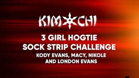 3 Girl Hogtie Sock Strip Challenge - Kody Evans, Macy Nikole & London Evans