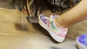 Brina Candi Pedal Pumping and Revving in Sneakers with no Socks