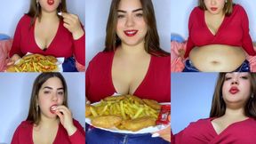 Six Empanadas and Fries Stuffing with Belly Tension