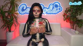 Latina Teen Skeleton Cosplay Orgasm
