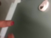 Risky, jerking off and cumming in a public toilet in middle of the day