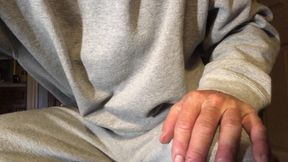 Stripping Off Sweats cock gets very hard Masturbating Big Cumshot