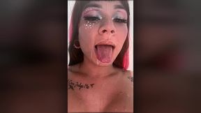 trans angelique porn - my longest blowjob ever - with final cum in my face.